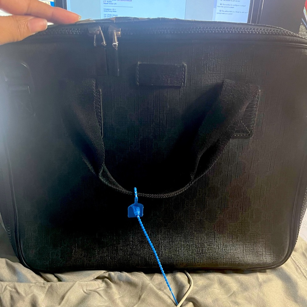 Gucci black monogram laptop case